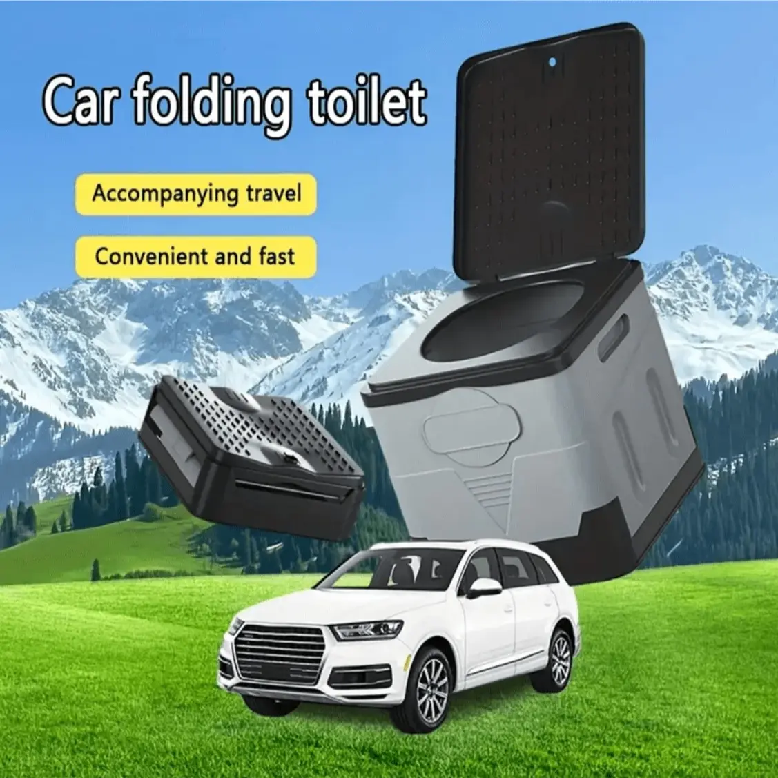1pc Car Folding Toilet, Foldable Camping Toilet, Portable Car Mounted Toilet, Outdoor Camping Trip, Urinal, Emergency Device on Car, Mobile Toilet