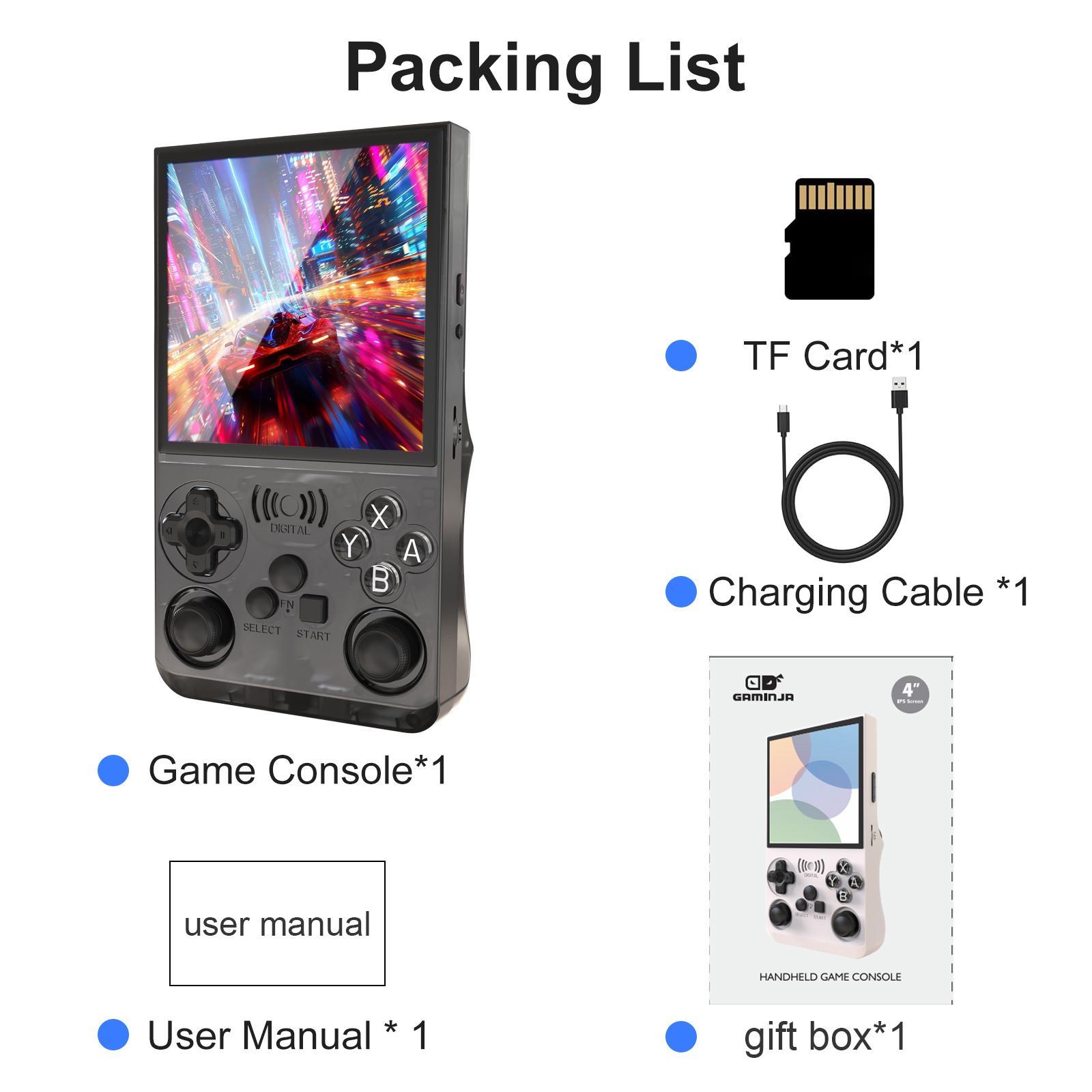 GAMINJA Upgraded ANS13 Open-source Handheld Game Console Linux System 4-inch IPS High-definition Screen Gaming Handheld Portable Retro and Handheld Device Comes with Over 15,000 Games and 20+ Emulators