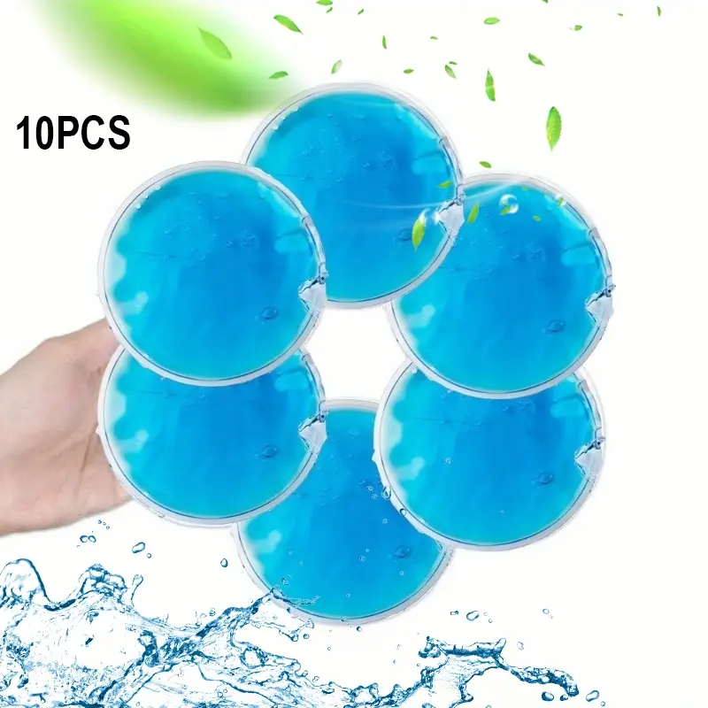 10 reusable round gel ice packs - ideal for hot and cold compresses, especially eye care.