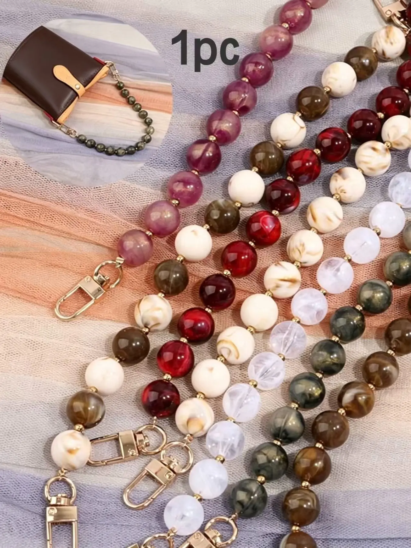 1PC Handmade Beaded Acrylic Bag Chain, Multi-Functional Underarm Bag Accessory, Decorative Shoulder Strap for Handbags, All Seasons