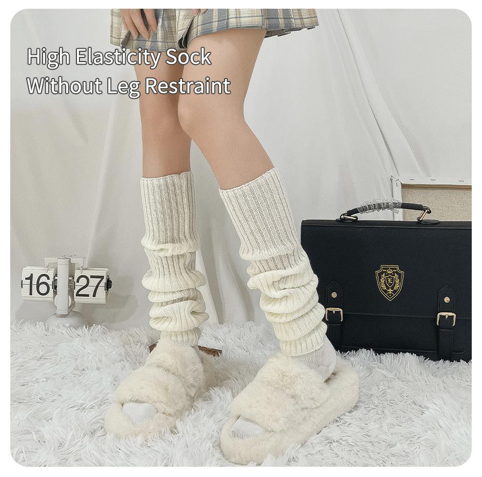2 Pairs of Women's Four-season Autumn and Winter Solid Color Harajuku Fashion Wear Trendy Simple JK College Style Pile Socks