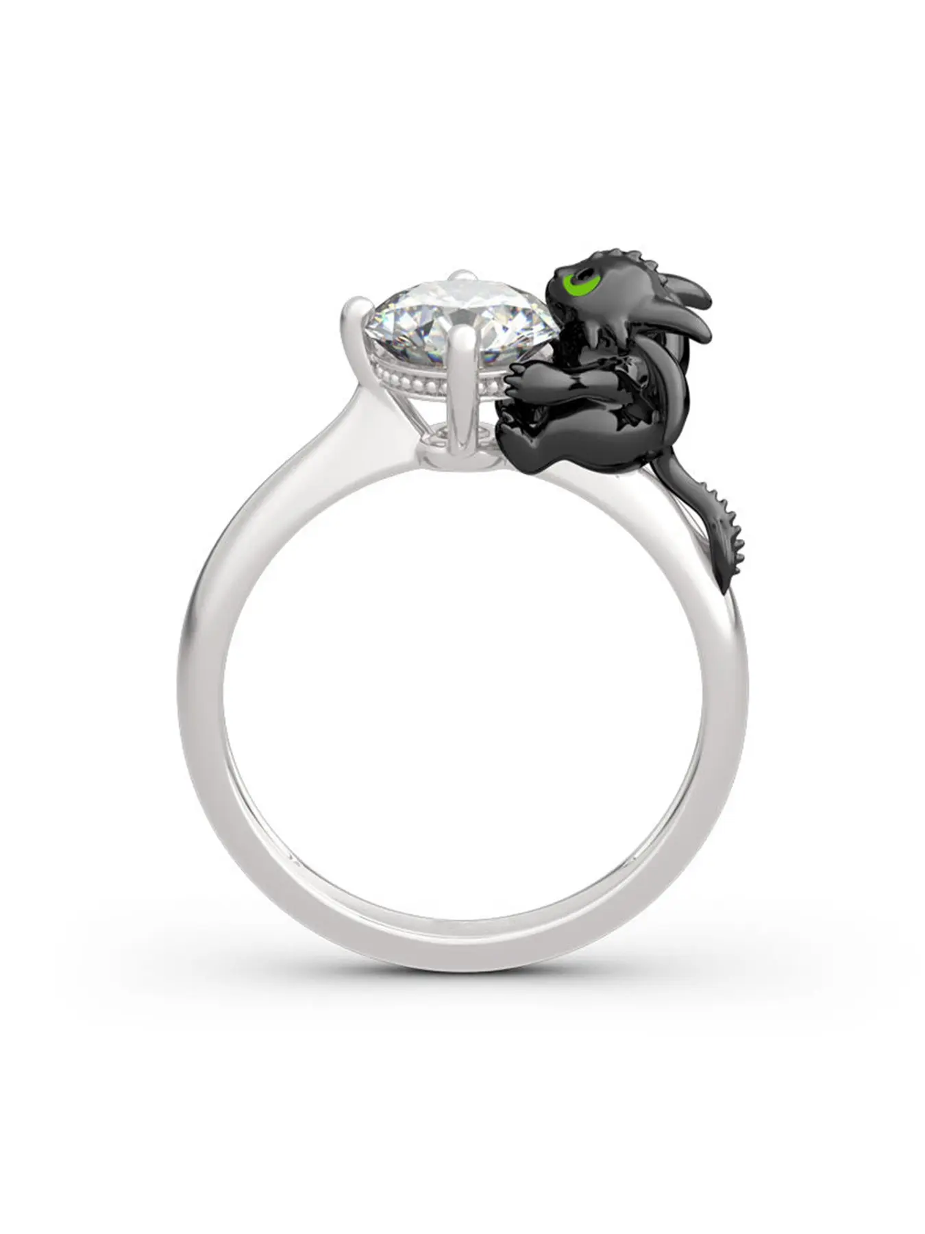 Women's Ring, Cute Dinosaur Design, 1 Carat Cubic Zirconia, Perfect Gift for Her, Elegant Jewelry Accessory