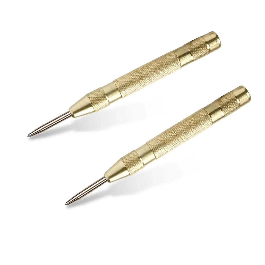 Spring Loaded Automatic Center Punch Tool (2 Pieces, 0.78-inch Diameter, 5.1 inches) with Dual Practical Functions: Drilling Positioning, Fixed Point, Emergency Car Window Glass Breaking Escape
