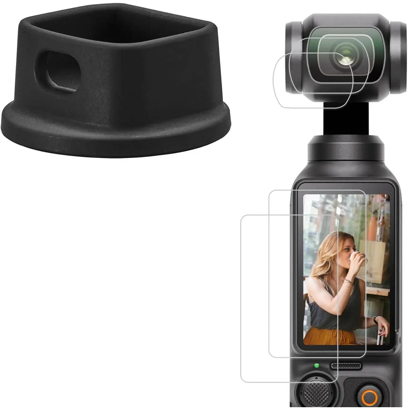 Camera Mount Stand Base for   Pocket 3 + 4 Pack Tempered Glass Screen Lens Protector, Accessories Kit Only for  Pocket 3