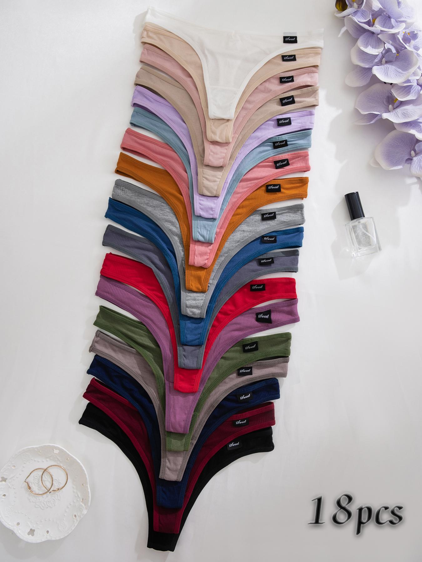 Women's Solid Color Patched Drop Waist Thong, Soft Comfy Breathable Knicker for Daily Wear, Women's Underwear for All Seasons