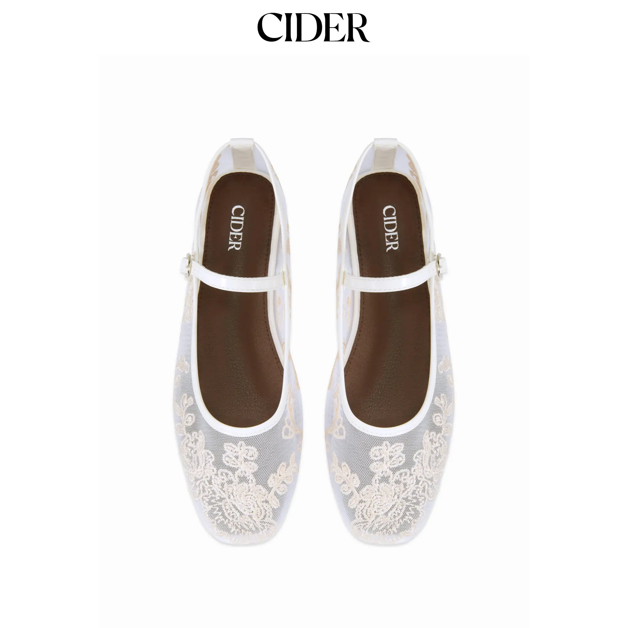 Cider EMBROIDERED MESH MARY JANE FLATS
