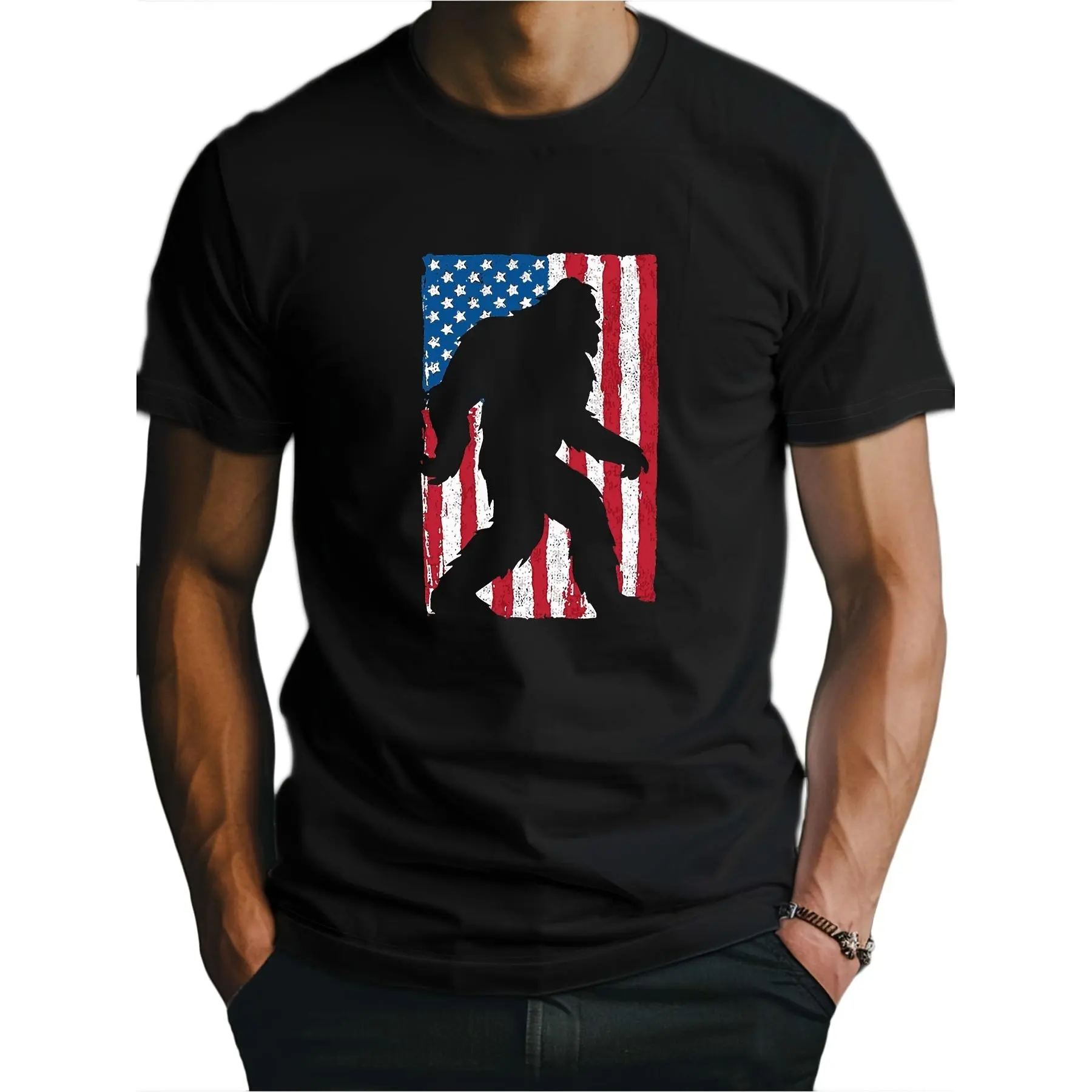 Men'S T-Shirt with American Flag Design, Moisture Wicking And Allows for Easy Movement, Fashionable Loose Design, Anime Printed Pure Retro Round Neck Men'S Short Sleeved T-Shirt, Plus Size