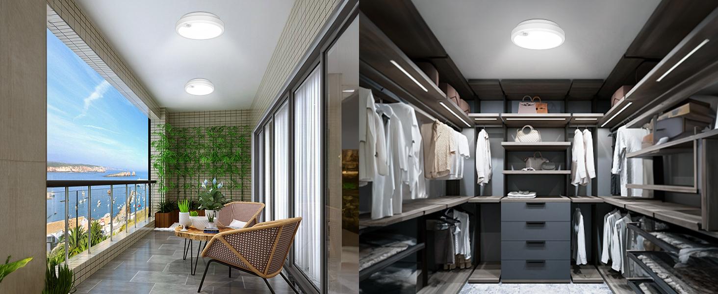 2-Pack Battery Operated Motion Sensor LED Ceiling Light, 7.2inch Flush Mount Light Fixture 6000K, Wireless Motion Activated Ceiling Lamp in 400LM for Closet Pantry Laundry Stair(Battery Not Included) 2-Pack Battery Operated Motion Sensor LED Ceiling Light, 7.2inch Flush Mount Light Fixture 6000K, Wireless Motion Activated Ceiling Lamp in 400LM for Closet Pantry Laundry Stair(Battery Not Included)