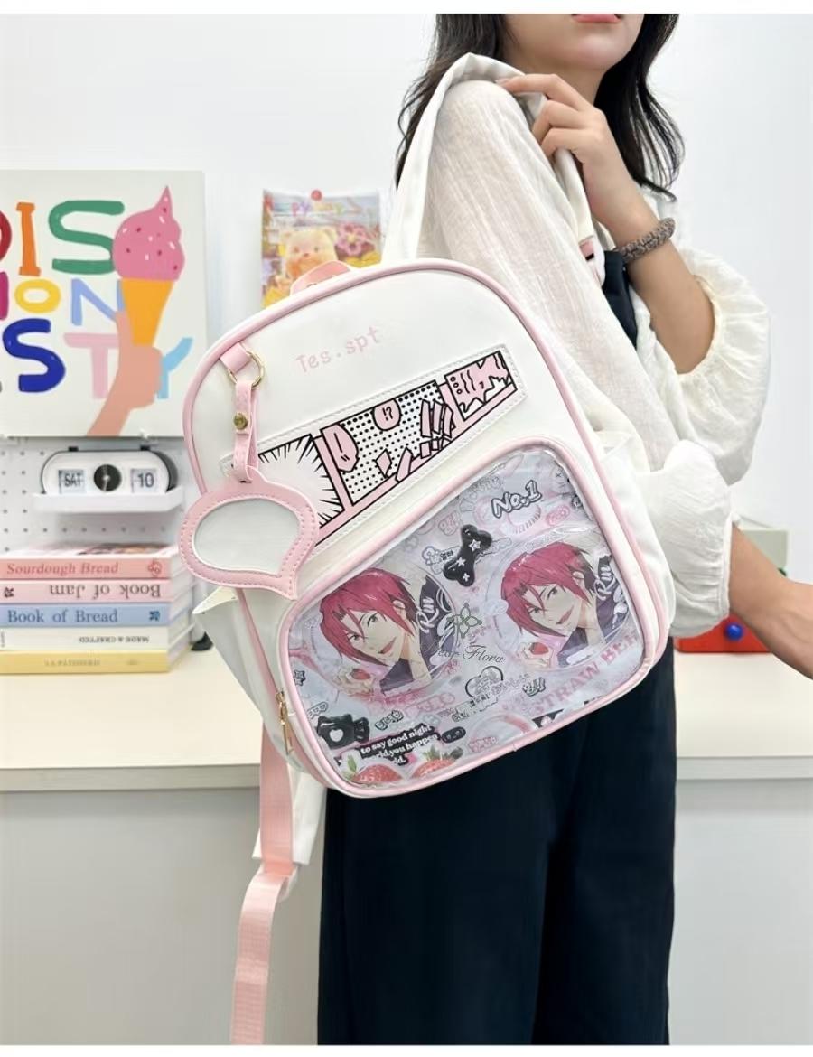 Y2k Anime Ita Backpacks Girls Transparent Bag Students DIY Display Schoolbag Cute Large Capacity Rucksack Casual Travel Knapsack