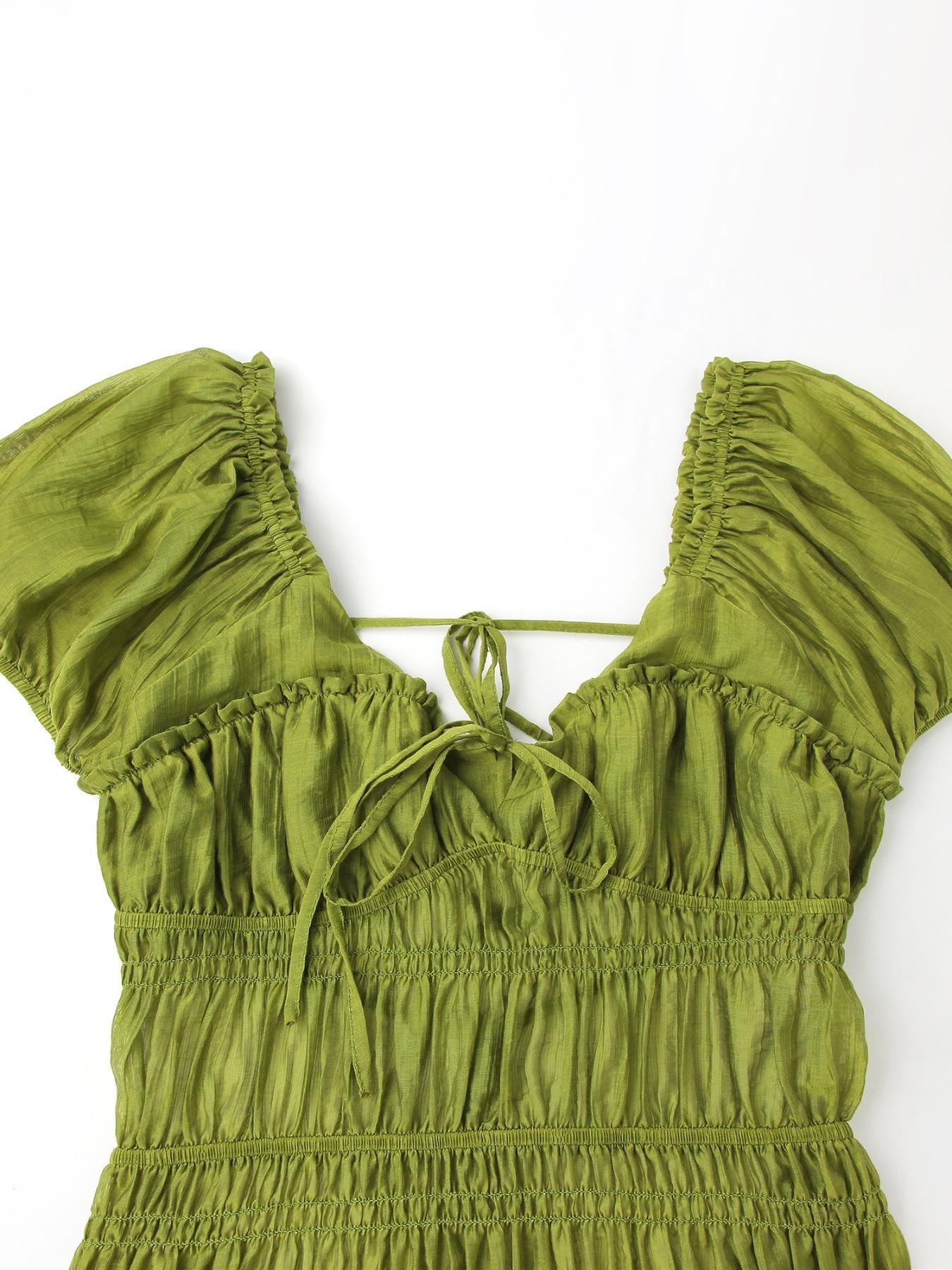 Women's Cherry Print Backless Tie Shoulder Dress, Sexy Chic Fashion Casual Long Dress for Daily Outdoor Wear, Women Dress for Summer