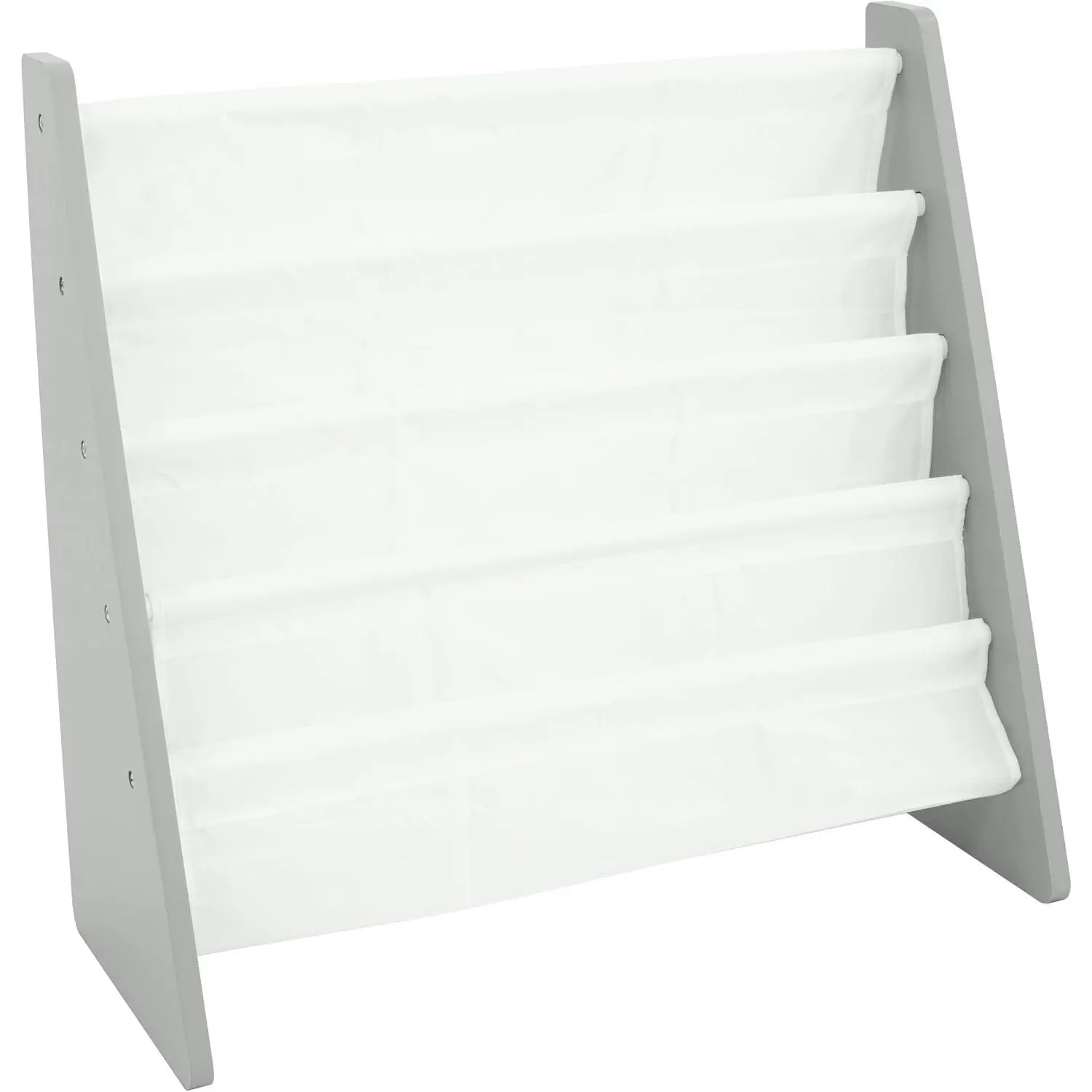 Kids Bookshelf, 4-Tier Front-Facing Book Display Organizer, Montessori Toddler Bookcase for Playroom, Bedroom & Reading Corner, Grey Wood/White