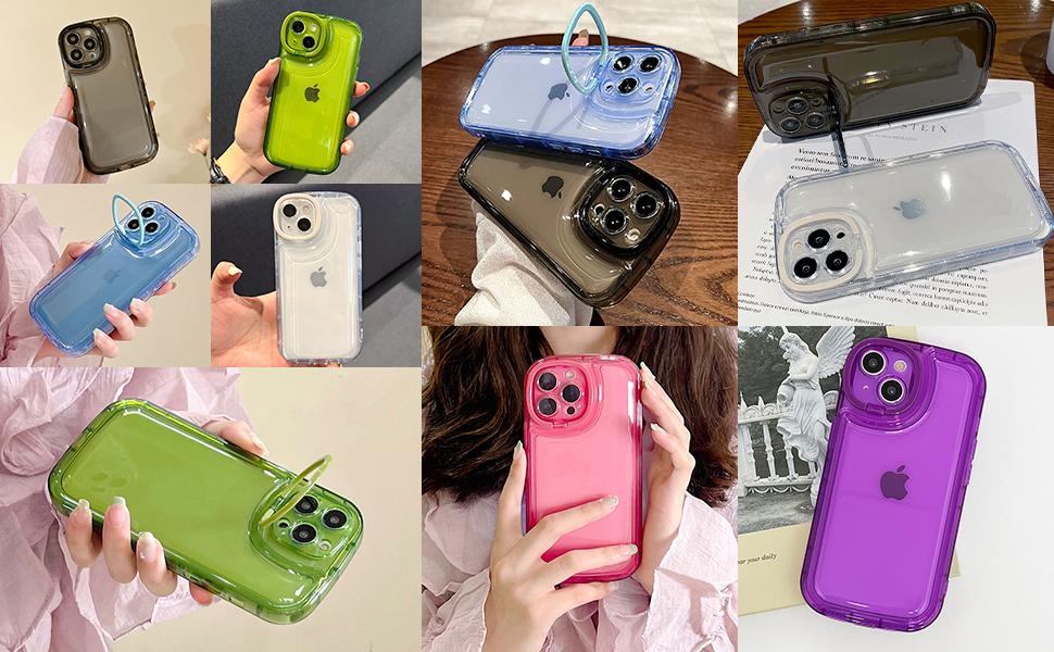 Compatible with iPhone 14 Pro Case with Clear Kickstand Creative Protective Design Case with Camera Holder for TPU Slim Shockproof Cool Phone Case for iPhone 14 Pro-Black