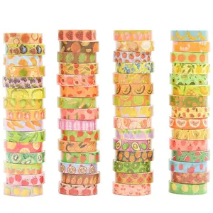 60 Rolls Cute Washi Tape Pack  Mini Adhesive Tapes Stars, Plaids, Florals, Grids & Dots Patterns Decorative Masking Tape Sets for Craft, , Scrapbook, DIY,  Wrapping (Fruits)