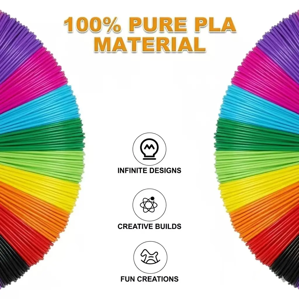 5M 10/20/32 Colors 3D Pen PLA Filament, Bubble-Free Odorless Non-toxic Refill, Eco-friendly Kids DIY Office 3D Printing Stationery Supplies