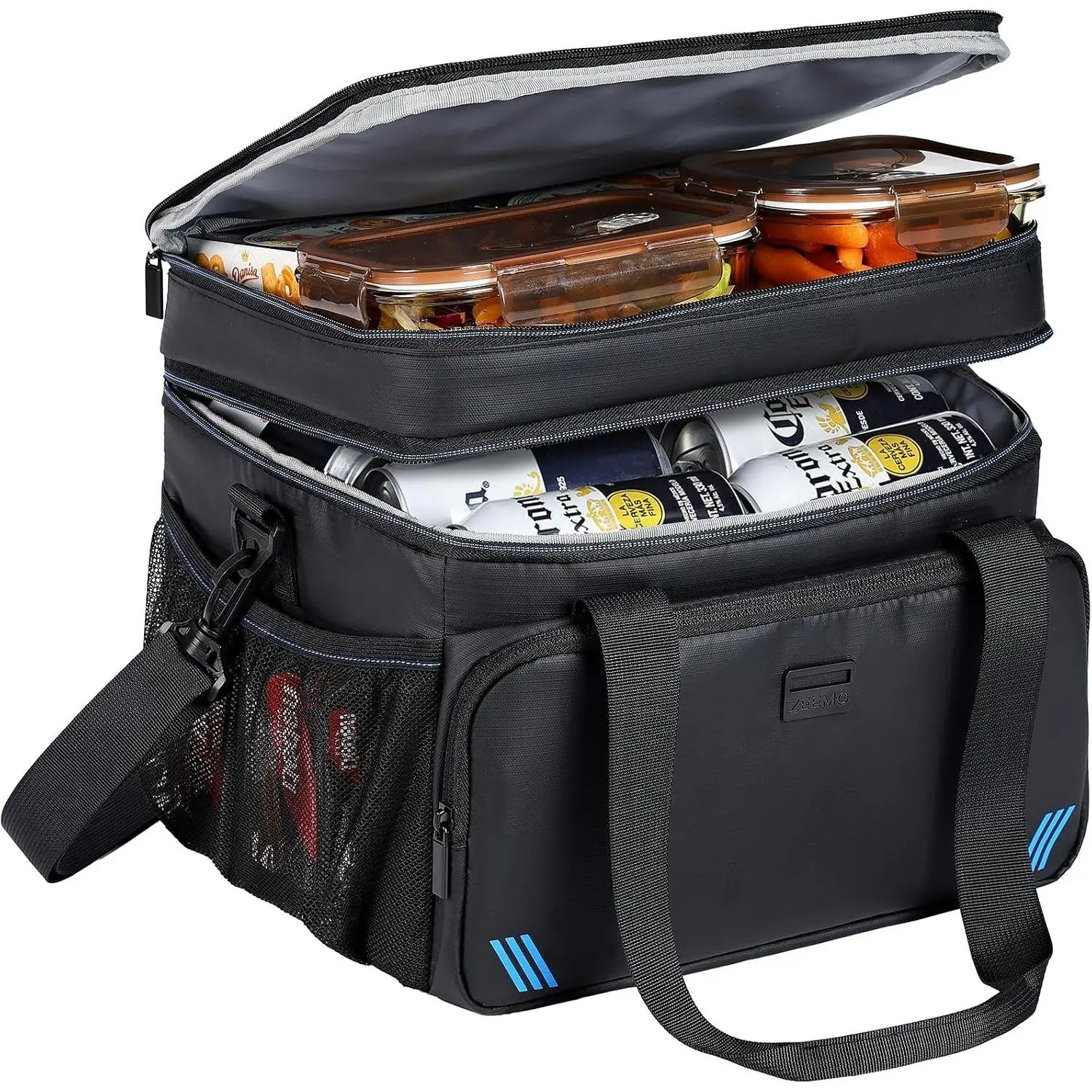 Soft Cooler Bag, Insulated Lunch Box, 19 L Ice Chest, Double Leakproof Layers, Waterproof and Collapsible Case for Work Outdoor Trip, Large Size, BlackGift