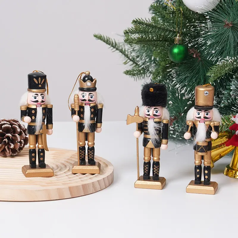 1pc Christmas Gift Nutcracker, Cartoon Wooden Hanging Ornament, Wood Puppet Decoration, Desk Decor, Soldier Figurine, Holiday Gift