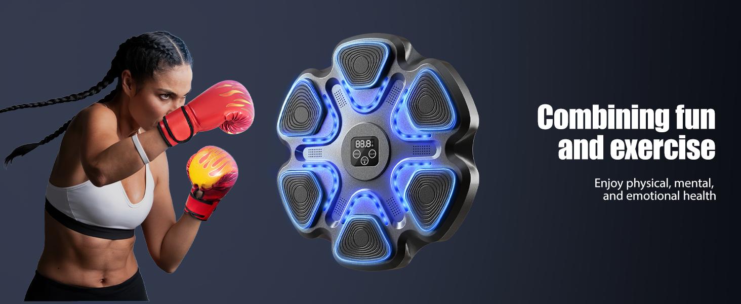 Music Boxing Machine, Boxing Machine Wall Mounted Music with Gloves, Electronic Boxing Target for Adults, Smart Boxing Training Equipment, Boxing Machine for Home and Gym