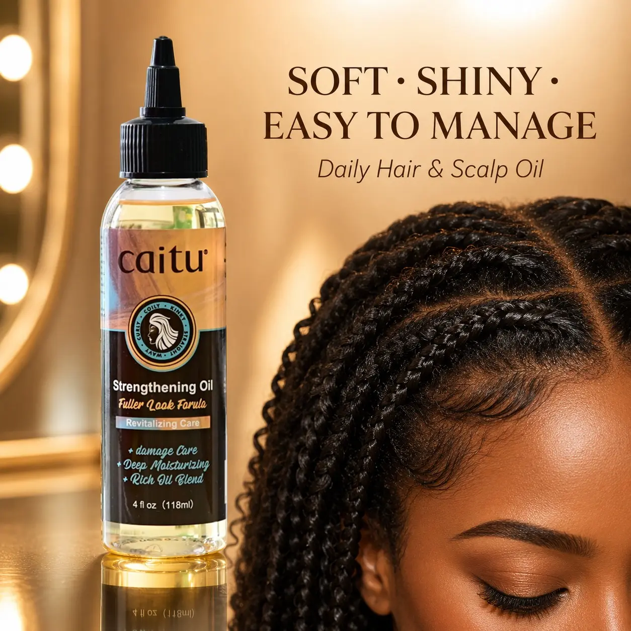 Hair & Scalp Oil for Dry Textured Hair, Moisture & Shine Hair Oil for Braids, Twists, Locs, Natural Coils & Curls, 4 fl oz, Hair Hydrating, Hair Moisturizing Treatment