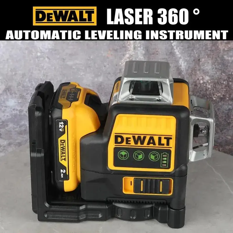 Dewalt DW089LG Professional Grade Laser Level, 3-Sided 360-Degree Vertical 12-Line Green Light, 12V Power for Precise Alignment Work