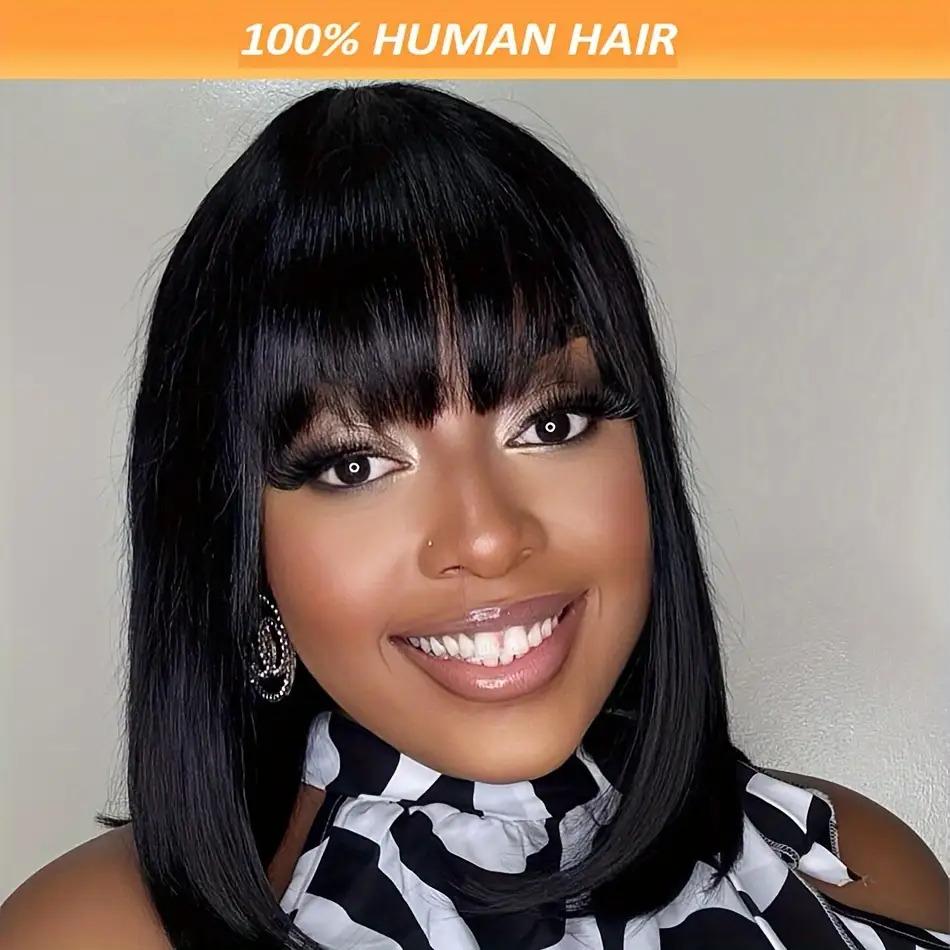New Arrived Brazilian Human Hair Bob Wig with Bangs  display picture 1