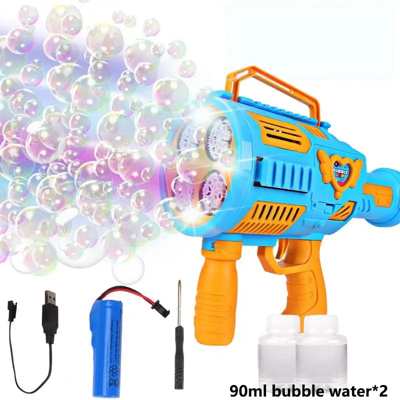 Automatic Bubble Machine Rechargeable Bubble Gun for Kids, Includes 2 Bottles of Refill Solution, Electric Bubble Blaster Toys with Lights