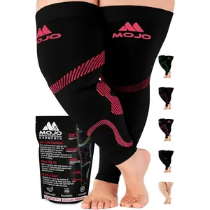 Compression Leg Sleeves - Nylon 20-30mmHg Graduated Support Thigh-Hi with Grip Top, 10 Sizes, 5 Colors, Reduces Swelling, Ideal for Varicose Veins - 1 Pair