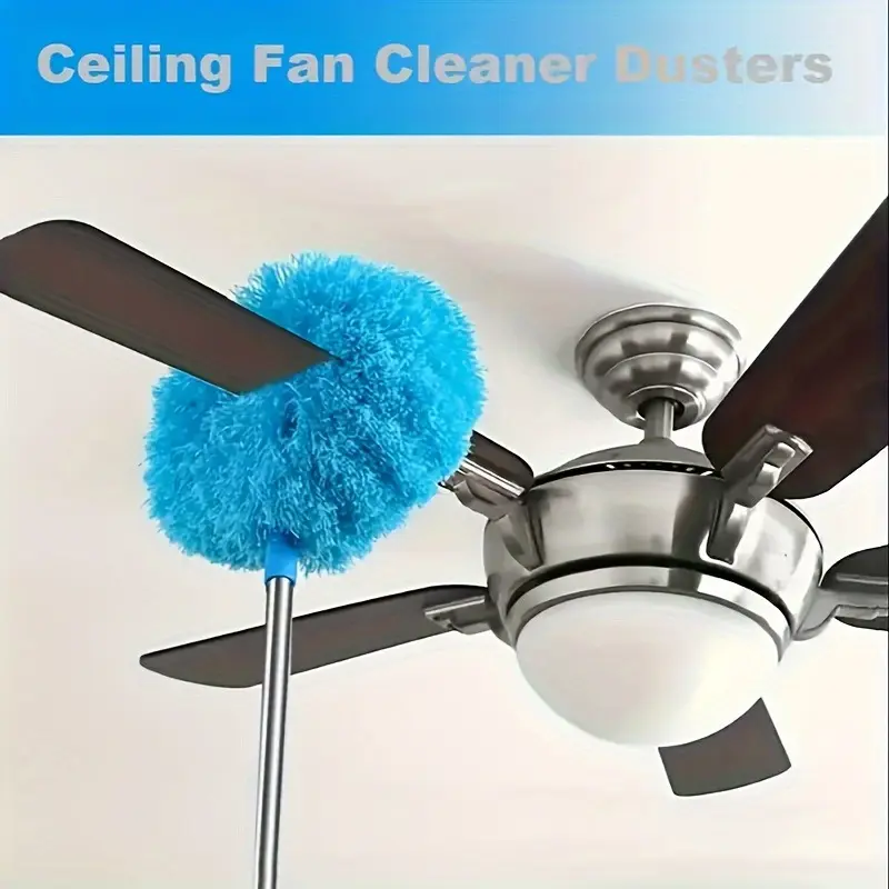 Ceiling Fan Duster with Telescopic Rod, Detachable Brush Head for Easy Cleaning, Suitable for RVs and Home Use, Telescopic Household Ceiling Fan Brush, Fan Blade Dust Remover, Ceiling Fan Blade Cleaning Duster, Cleaning Supply