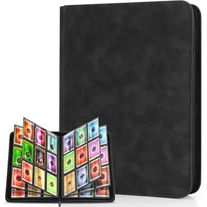 Trading Card Binder, Game Cards, 9 Pocket Card Album Fer H Up to 540 Cards, Premium and Durable Zipper Binder, Cards Her Album for MTG, TCG, Baseball Cards, Football Cards, Black