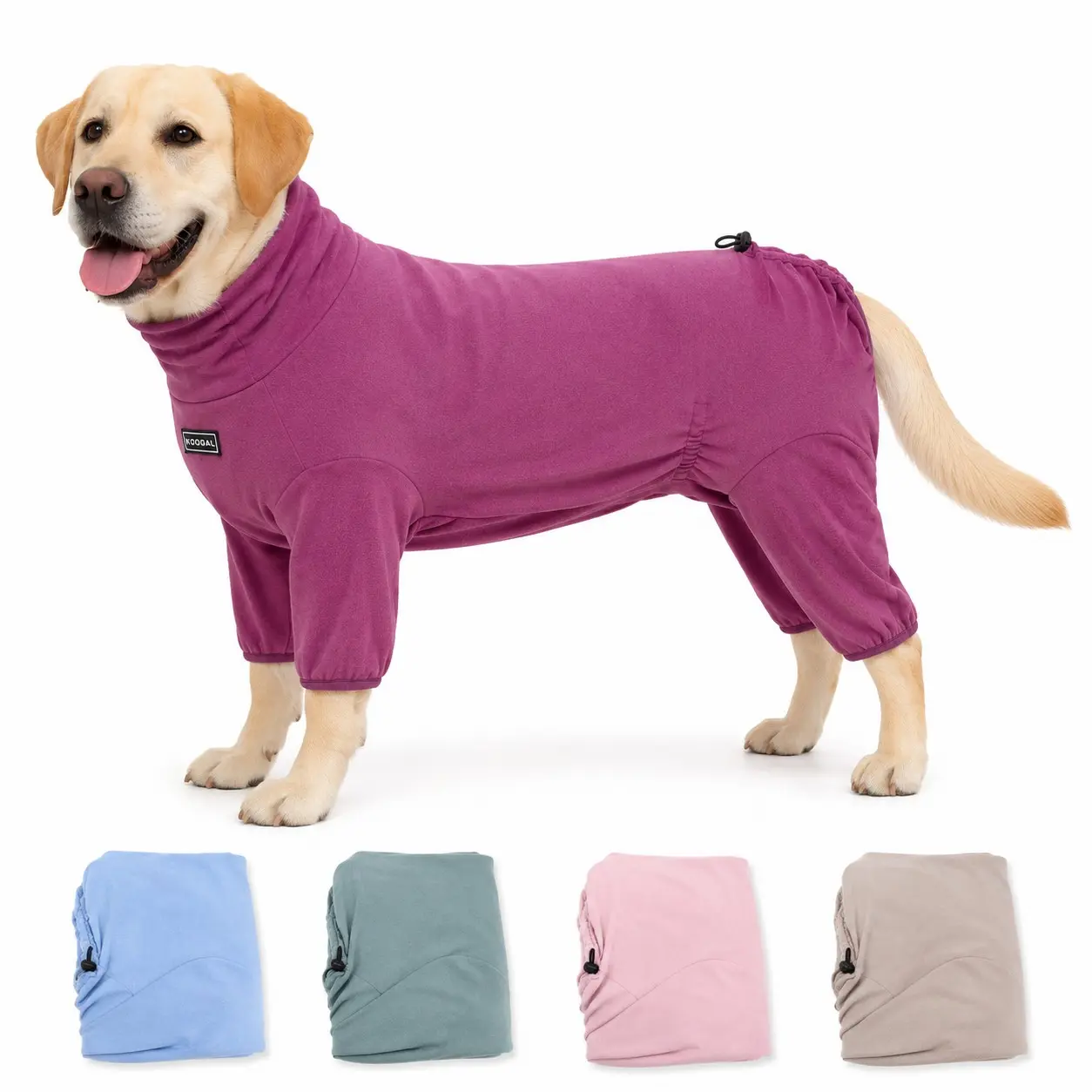 Koogal Dog Sleepwear for Fall Winter, High Neck Warm, Adjustable Back, Fits 5.5-127 Lbs, Anti-Shed, Sizes L-6xl, Ideal for Cold Weather