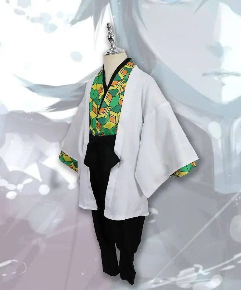 Demon Slayer Sabito Anime Cosplay Costume Kimetsu No Yaiba Sabito for Men Women wigs Halloween Party Role Play Props # 1 # W.