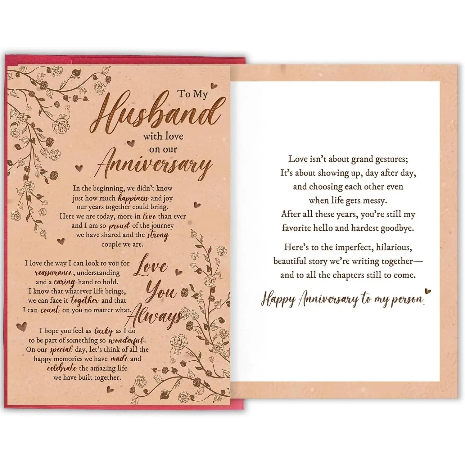 Sweet Romantic Anniversary Card for Husband from Wife with Heartfelt Love MessageGift