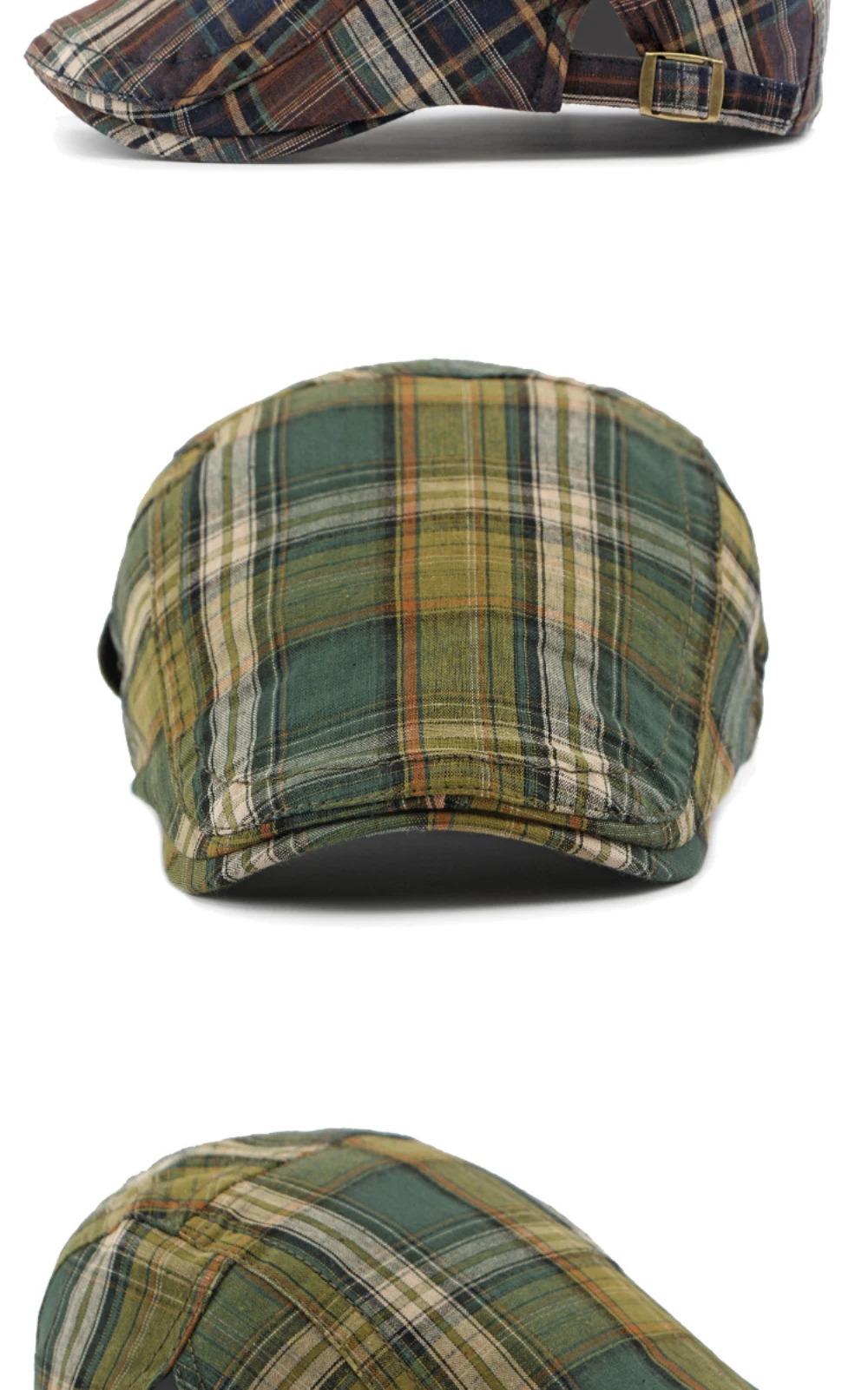 HT4376 Berets Men Women Vintage Plaid Beret Cap Male Female Adjustable Flat Cap Retro Spring Summer Cap Beret Hats for Men Women