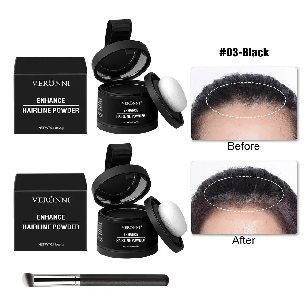 2 Pcs 4g Hairline Powder with 1 PC Concealer Brush, Waterproof Sweat-Resistant, Natural Matte Finish, Perfect for Baldness & Thin Hair