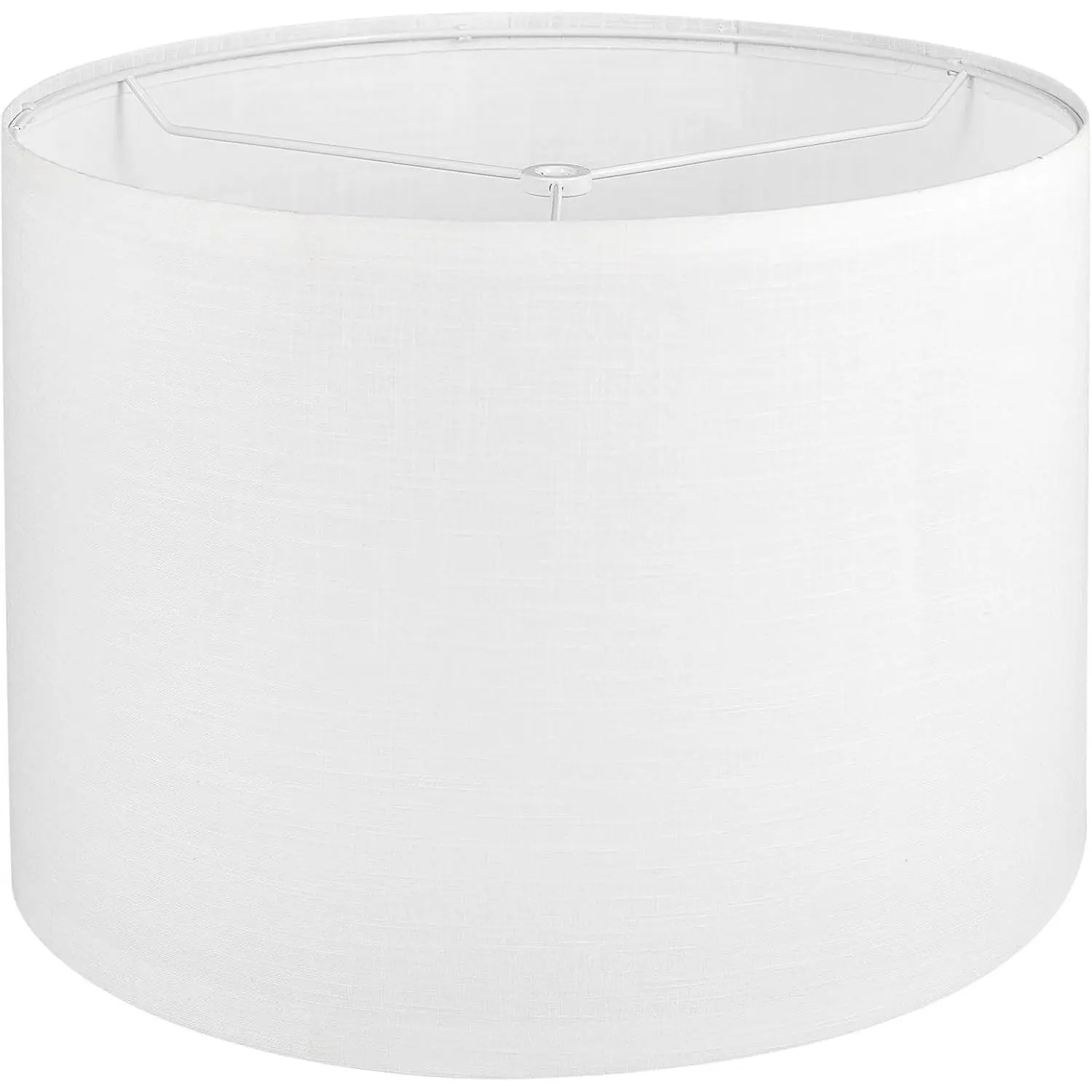 White Drum Lamp Shade 13" Top x 13" Bottom x 10" High - Large Line Fabric Easy Assembly Replacement Lampshade for Table Lamps and Floor Lamps