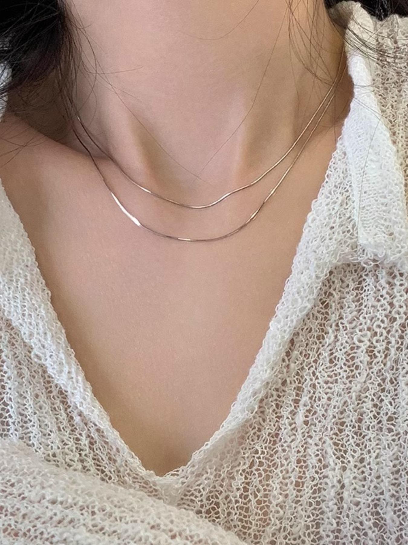 S925 Sterling Silver Chain Necklace, Fashion Jewelry for Party, Daily Clothing Decor, Trendy All-match & Exquisite Jewelry for Birthday Gift, Minimalist Chain Necklace