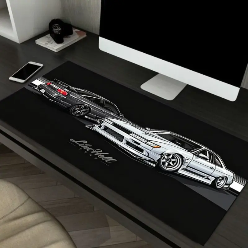 1pc Street Racing Modified Sport Car Desk Mouse Pad,Non Slip Base Durable Keyboard Mat For Gaming Setup Home Office Decor