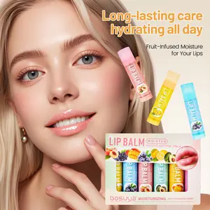 6-Piece Fruit-Scented Lip Balm Set, Moisturizing Lip Care, Prevents Dryness and Wrinkles, Hydrating Lip Balm, Gentle Formula
