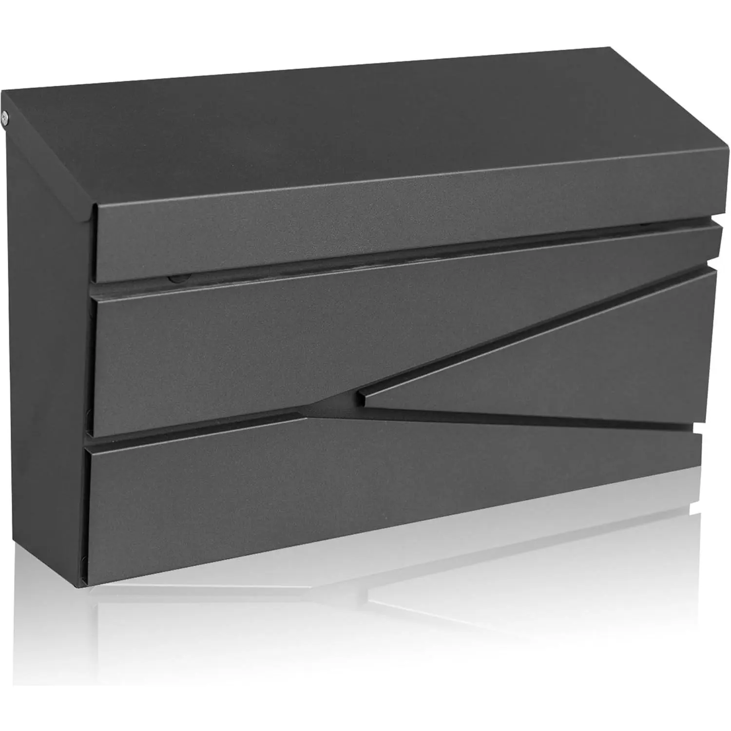 Wall Mount Mailbox, Large Capacity Mailbox for House, Galvanized Steel Rust-Proof Metal Post Box Drop, Mailboxes for Outside, 15.74"×9.84"×4.33", Black Modern Sleek Style