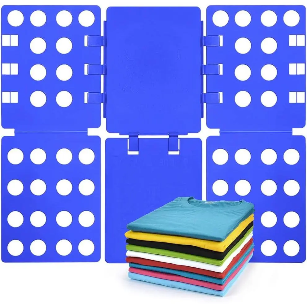 Shirt Folding Board T Shirt Folder Adults Laundry Room Tough PP Plastic Folding Tool 27.16"x22.44" Easy to Fold Clothes into a Uniform Size, Blue
