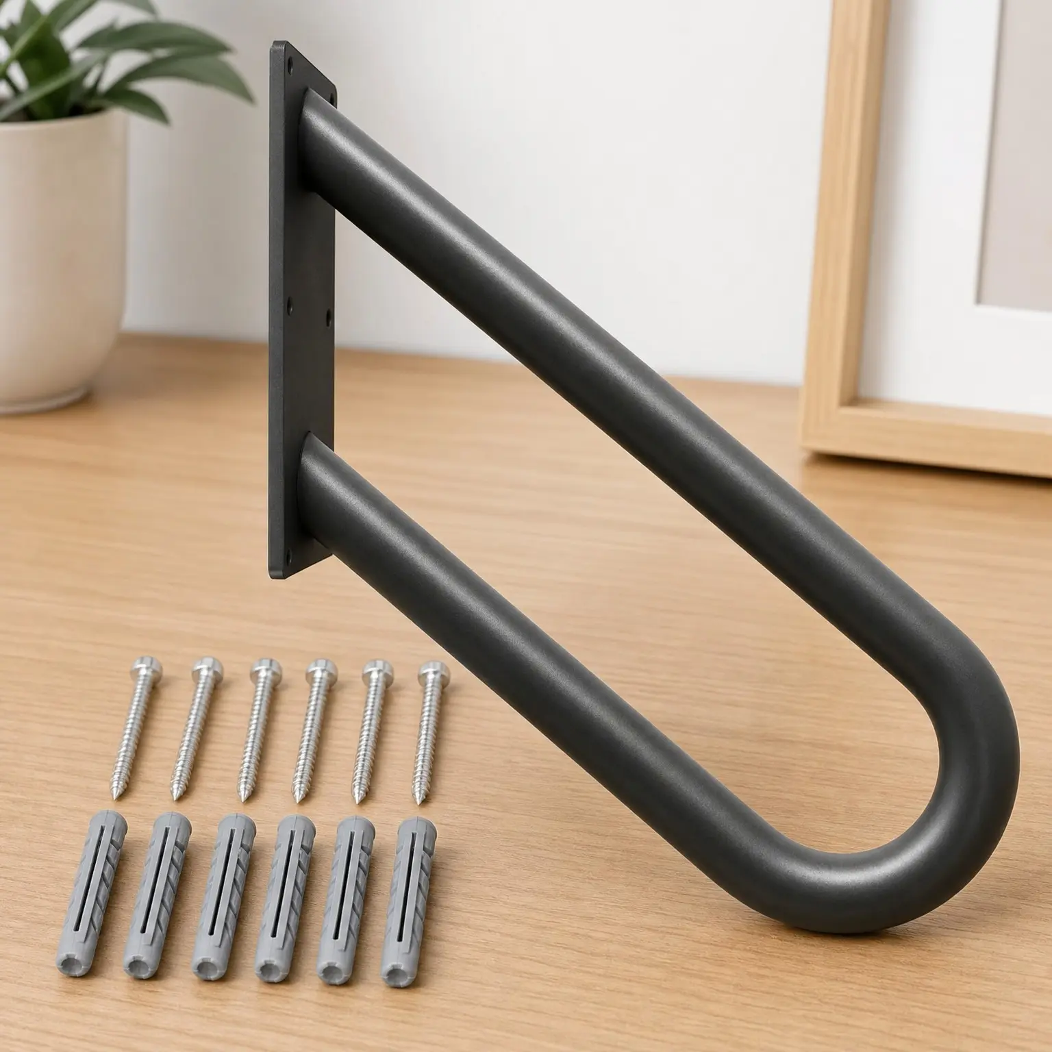 Heavy Duty Non-Slip Metal Handrail for 1-3 Steps, U-Shape Wall Mount Grab Bar Safety Handle for Outdoor Indoor Stairs Garage Porch Courtyard Doorways, 16 Inch GardenGift