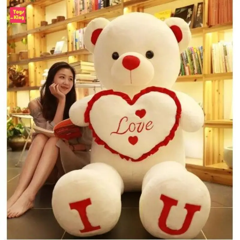 Plush Teddy Bear - 80-100cm, "I LOVE YOU" Heart, Soft Touch, Cute Look, PP Cotton, Unisex 3+ Years Gift Ideas for Kids' Birthday, Valentine's Day
