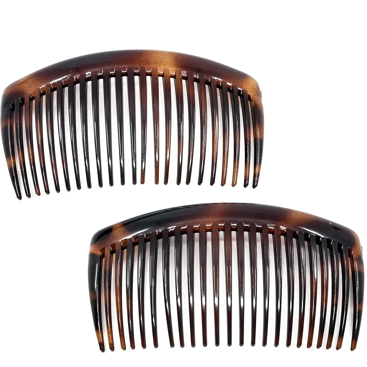 Women's French Curved Tortoiseshell Acetate Celluloid Comb - 4in Hand-Polished, Strong Hold for Fine Hair, Updo Support Bun/Chignon Styling Accessories for Girls, Made in France
