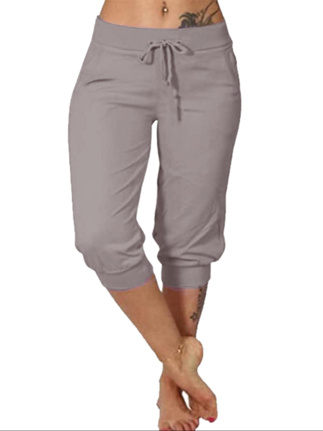 Women's Solid Color Capri Pants, Casual Comfy Pants for Summer, Fashion Women's Bottoms for Daily Wear