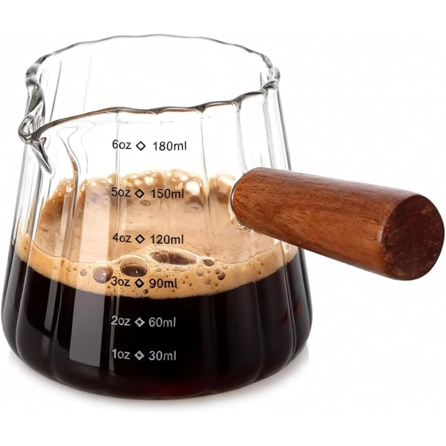 Espresso Cups 6oz, Espresso Accessories, Espresso Shot Cups with V-Shaped Pour Spout, Espresso Shot Glass, Coffee Measuring Cup with Handle, Clear