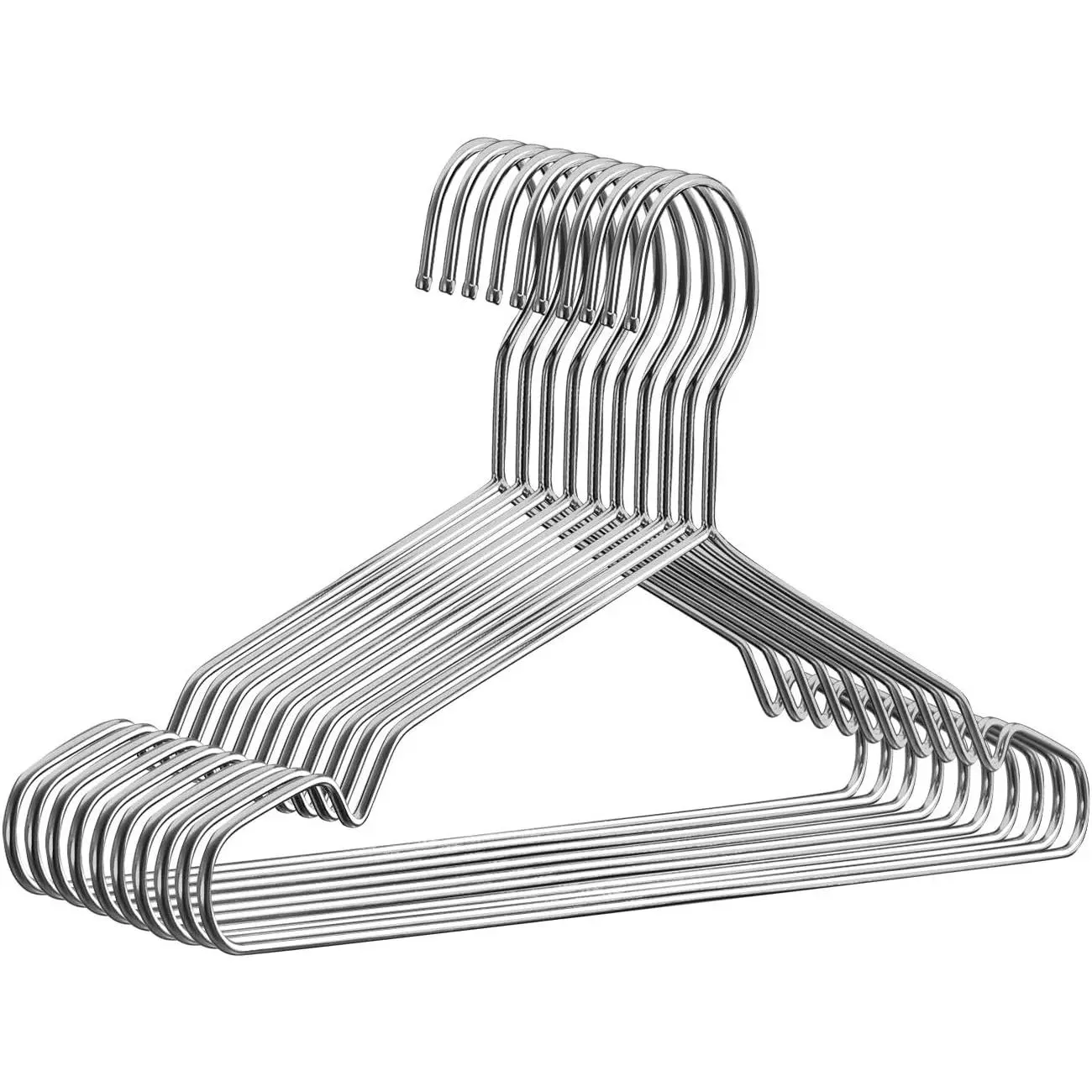 10 Pack Wire Coat Hangers - , Heavy Duty Stainless Steel Metal Hangers, 16.5 Inch Ultra Thin, Space Saving