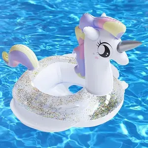 Baby Swimming Float, Inflatable Swim Ring Cute Floaties with Seat and Handle Pool Floats Toys Fun Water Raft Lounge Party Supplies  Infant Toddler Kids Children Age 8-48 Months Under 44lb