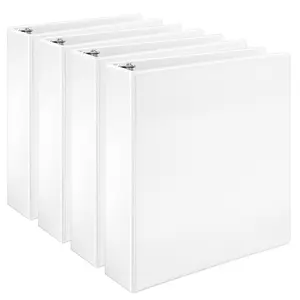 3 Ring Binders, 2 Inch, D-Ring Organizer for School, Home Office, White, 4 Pack