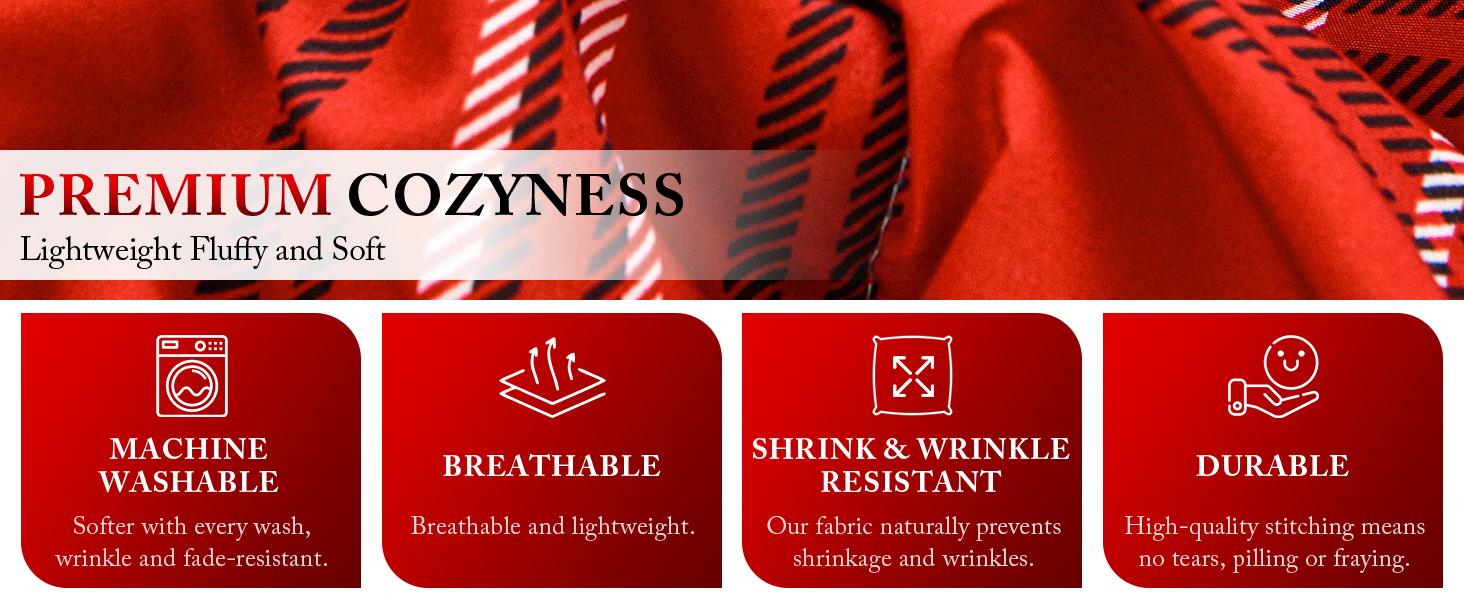 Christmas Comforter Set, 7 Pieces Bed in a Bag, Christmas Bedding Sets with Comforter, Flat Sheet, Fitted Sheet, 2 Embroidered Pillowcases, and 2 Printed Pillowcases, King