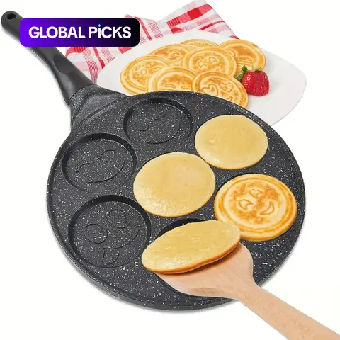 7-Hole Pancake Pan, Non-Stick Pancake Pan with Handle, Nonstick Cooking Tools, Egg Frying Pan, Creative Breakfast Cookware for Home Kitchen, Skillet and Cooking Pan #GLOBAL PICKS