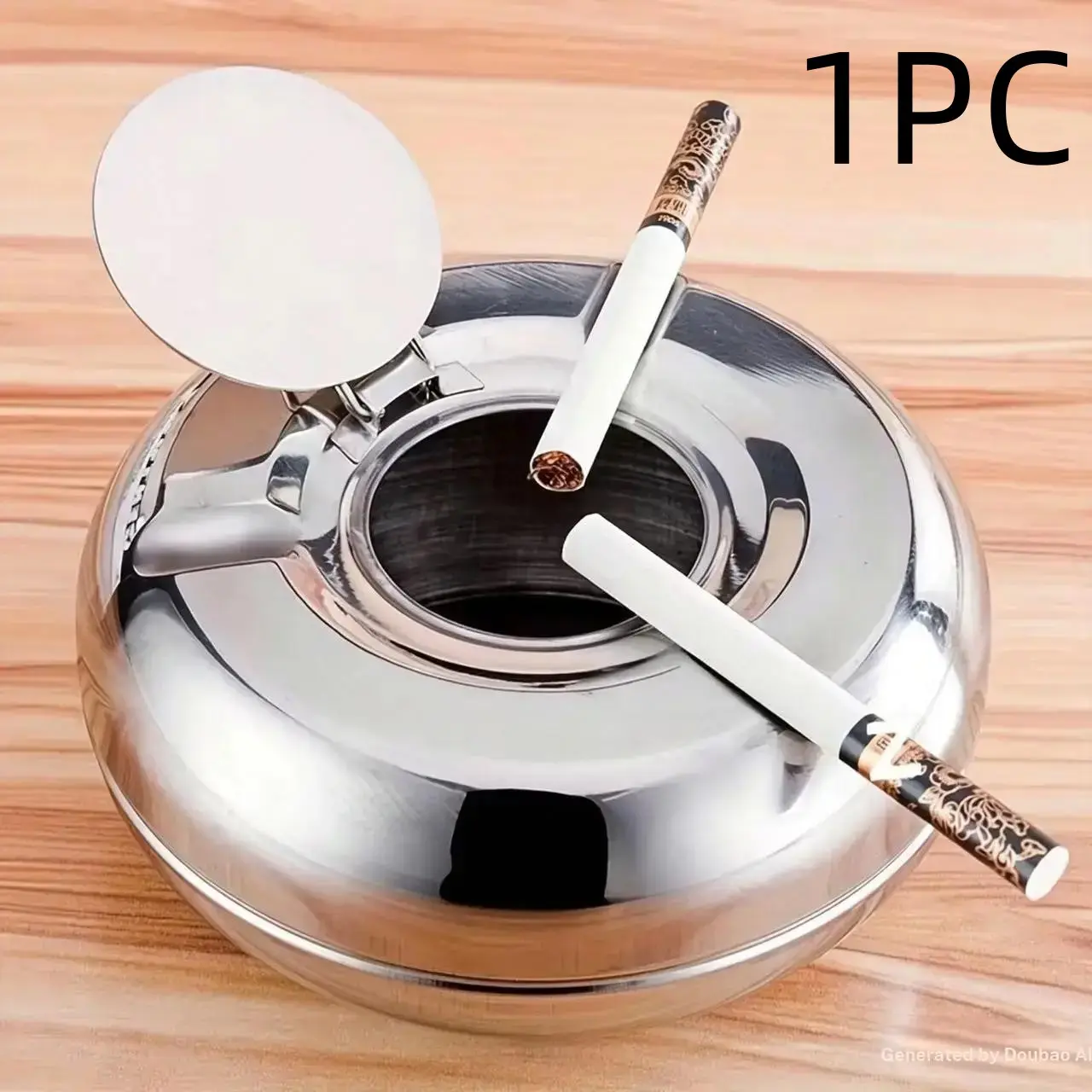 Stainless Steel Ashtray with Lid, Thickened Sealed Design, Suitable for Desktop, Kitchen, Bedroom, Living Room, Bathroom